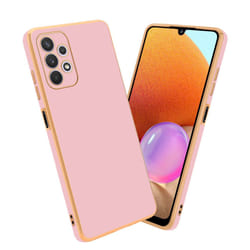 Cadorabo Case for Samsung Galaxy A32 5G Protective Cover made of flexible TPU Etui silicone and with camera protection - Glossy Pink - Gold