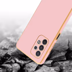 Cadorabo Case for Samsung Galaxy A32 5G Protective Cover made of flexible TPU Etui silicone and with camera protection - Glossy Pink - Gold