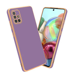 Cadorabo Case for Samsung Galaxy A71 4G Protective Cover made of flexible TPU Etui silicone and with camera protection - Glossy Purple - Gold