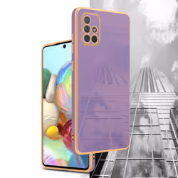 Cadorabo Case for Samsung Galaxy A71 4G Protective Cover made of flexible TPU Etui silicone and with camera protection - Glossy Purple - Gold