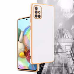 Cadorabo Case for Samsung Galaxy A71 4G Protective Cover made of flexible TPU Etui silicone and with camera protection - Glossy White - Gold