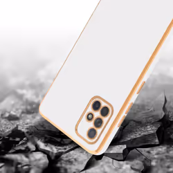 Cadorabo Case for Samsung Galaxy A71 4G Protective Cover made of flexible TPU Etui silicone and with camera protection - Glossy White - Gold