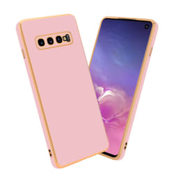 Cadorabo Case for Samsung Galaxy S10 4G Protective Cover made of flexible TPU Etui silicone and with camera protection - Glossy Pink - Gold