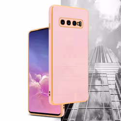 Cadorabo Case for Samsung Galaxy S10 4G Protective Cover made of flexible TPU Etui silicone and with camera protection - Glossy Pink - Gold