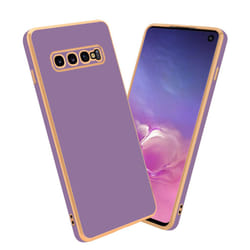 Cadorabo Case for Samsung Galaxy S10 4G Protective Cover made of flexible TPU Etui silicone and with camera protection - Glossy Purple - Gold
