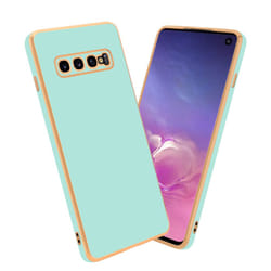 Cadorabo Case for Samsung Galaxy S10 PLUS Protective Cover made of flexible TPU Etui silicone and with camera protection - Glossy Mint Green - Gold