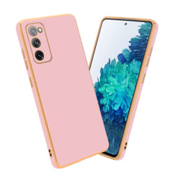 Cadorabo Case for Samsung Galaxy S20 FE Protective Cover made of flexible TPU Etui silicone and with camera protection - Glossy Pink - Gold