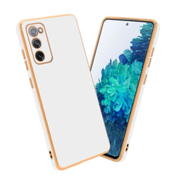 Cadorabo Case for Samsung Galaxy S20 FE Protective Cover made of flexible TPU Etui silicone and with camera protection - Glossy White - Gold