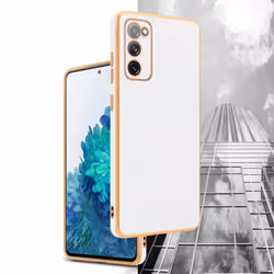 Cadorabo Case for Samsung Galaxy S20 FE Protective Cover made of flexible TPU Etui silicone and with camera protection - Glossy White - Gold