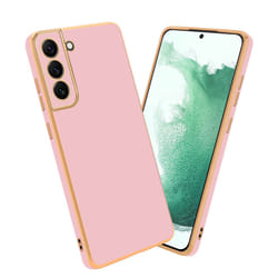 Cadorabo Case for Samsung Galaxy S21 5G Protective Cover made of flexible TPU Etui silicone and with camera protection - Glossy Pink - Gold