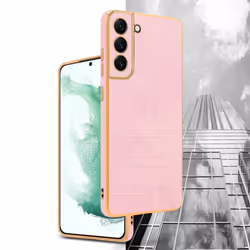 Cadorabo Case for Samsung Galaxy S21 5G Protective Cover made of flexible TPU Etui silicone and with camera protection - Glossy Pink - Gold