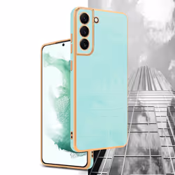 Cadorabo Case for Samsung Galaxy S21 5G Protective Cover made of flexible TPU Etui silicone and with camera protection - Glossy Mint Green - Gold