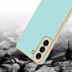 Cadorabo Case for Samsung Galaxy S21 5G Protective Cover made of flexible TPU Etui silicone and with camera protection - Glossy Mint Green - Gold