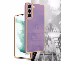 Cadorabo Case for Samsung Galaxy S21 PLUS Protective Cover made of flexible TPU Etui silicone and with camera protection - Glossy Purple - Gold