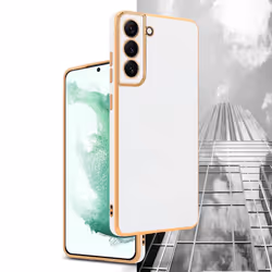 Cadorabo Case for Samsung Galaxy S21 PLUS Protective Cover made of flexible TPU Etui silicone and with camera protection - Glossy White - Gold