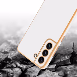 Cadorabo Case for Samsung Galaxy S21 PLUS Protective Cover made of flexible TPU Etui silicone and with camera protection - Glossy White - Gold