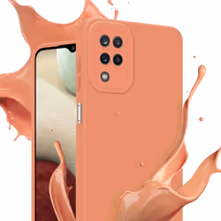 Cadorabo Case for Samsung Galaxy A12 / M12 Protective Cover made of flexible TPU Etui silicone - FLUID LIGHT ORANGE