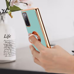 Cadorabo Case for Samsung Galaxy S20 FE with ring Protective Cover made of flexible TPU silicone, with camera protection and - Glossy Turquoise - Gold