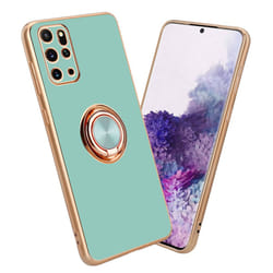 Cadorabo Case for Samsung Galaxy S20 PLUS with ring Protective Cover made of flexible TPU silicone, with camera protection a - Glossy Turquoise - Gold