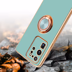 Cadorabo Case for Samsung Galaxy S20 ULTRA with ring Protective Cover made of flexible TPU silicone, with camera protection - Glossy Turquoise - Gold