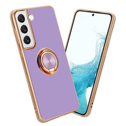 Cadorabo Case for Samsung Galaxy S21 5G with ring Protective Cover made of flexible TPU silicone, with camera protection - Glossy Light Purple - Gold