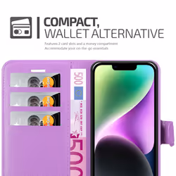 Cadorabo Case for Apple iPhone 14 Cover Book Wallet Protection PU Leather Etui magnetic closure card slot - PASTEL PURPLE