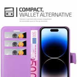 Cadorabo Case for Apple iPhone 14 PRO Cover Book Wallet Protection PU Leather Etui magnetic closure card slot - PASTEL PURPLE