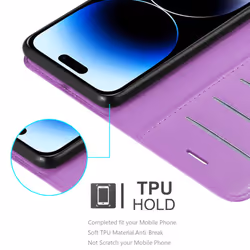 Cadorabo Case for Apple iPhone 14 PRO Cover Book Wallet Protection PU Leather Etui magnetic closure card slot - PASTEL PURPLE