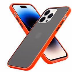 Cadorabo Case for Apple iPhone 14 PRO MAX Cover Matt Protection Hard Case Shockproof hard Case TPU - Frosted Red - Black Keys
