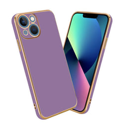 Cadorabo Case for Apple iPhone 14 PLUS Protective Cover made of flexible TPU Etui silicone and with camera protection - Glossy Purple - Gold