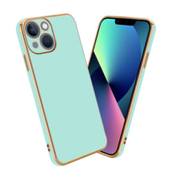 Cadorabo Case for Apple iPhone 14 PLUS Protective Cover made of flexible TPU Etui silicone and with camera protection - Glossy Mint Green - Gold