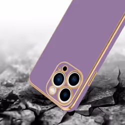 Cadorabo Case for Apple iPhone 14 PRO Protective Cover made of flexible TPU Etui silicone and with camera protection - Glossy Purple - Gold