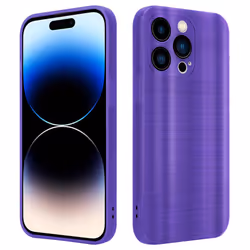 Cadorabo Case for Apple iPhone 14 PRO MAX Protective Cover made of flexible TPU Etui silicone in brushed design - Brushed Pur ...