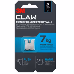 3M Claw Drywall Picture Hanger Push & Hang Holds 15 Lbs (7kg) 2pk