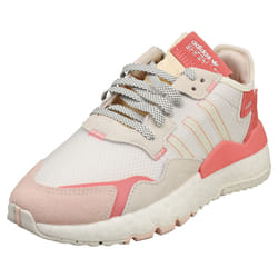 adidas Nite Jogger Womens Fashion Trainers in White Pink - 4