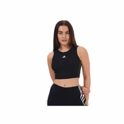Women's adidas Essentials 3-Stripes Cropped Tank in Black - 8-10