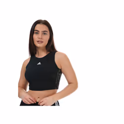 Women's adidas Essentials 3-Stripes Cropped Tank in Black - 8-10