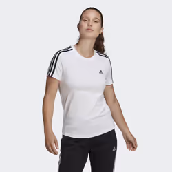 Adidas Loungewear Essentials Slim 3-stripes Tee, T-shirt, Adult, Female, Black, White, S, Crew neck