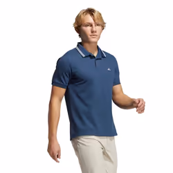 ADIDAS Golf Mens GO-TO Primegreen Pique 4-Way Stretch Durable Golf Polo Shirt - Crew Navy/White