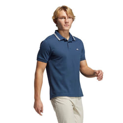 ADIDAS Golf Mens GO-TO Primegreen Pique 4-Way Stretch Durable Golf Polo Shirt - Crew Navy/White