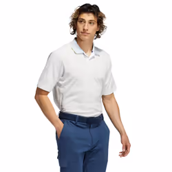 adidas Golf Mens Statement No Show Raglan Sleeve Primegreen Polo Shirt - L, White/Pantone/Grey