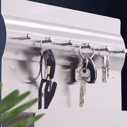 Modern Key Holder for Wall, MB6001 Stainless Steel Key Rack with Shelf, Magnetic Wall for Notes and Storage, 30x7x20cm, Silver - Optimal for