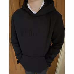 ) PUMA Logo Hoodie Junior Boys Navy or Black - Black, Age 7-8 Years (Height 128cm