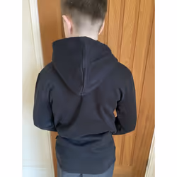 ) PUMA Logo Hoodie Junior Boys Navy or Black - Black, Age 7-8 Years (Height 128cm