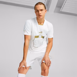 PUMA 765765_02_M, White/Victory Gold, Football, M, V-neck, Regular fit, 1 pc(s)
