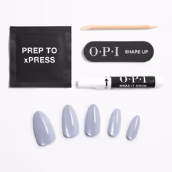 OPI xPRESS/ON Press On Nails  Up to 14 Days of Gel-Like Salon Manicure  Vegan  Sustainable Packaging  With Nail Glue  Long Blue Velvet Almond Shape Na - Additional view 4