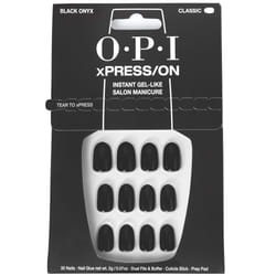 OPI xPRESS/ON Press On Nails  Up to 14 Days of Wear  Gel-Like Salon Manicure  Vegan  Sustainable Packaging  With Nail Glue  Short Black Nails  Black O