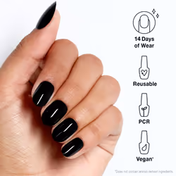 OPI xPRESS/ON Press On Nails  Up to 14 Days of Wear  Gel-Like Salon Manicure  Vegan  Sustainable Packaging  With Nail Glue  Short Black Nails  Black O