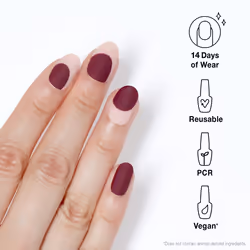 OPI xPress/ON Press On Nails  Up to 14 Days of Gel-Like Salon Manicure  Vegan  Sustainable Packaging  With Nail Glue  Burgundy Color Block Nail Art  S