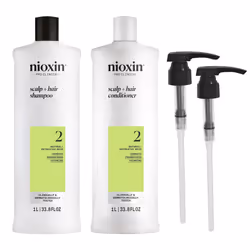 Nioxin System 2 Shampoo & Conditioner Prepack Natural Treated Hair with Progressed Thinning Pumps Included 33.8 fl oz (Pac ...
